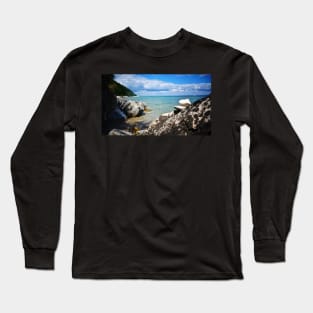 Rocks Stacked at Lake Michigan Long Sleeve T-Shirt